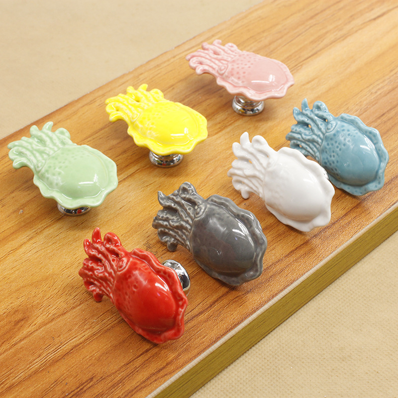 Paidu Manufacturers Ceramic Handle Dolphin Children Cartoon Handle Cabinet Drawer European Modern Simple Single Hole Handle Factory Direct Sales